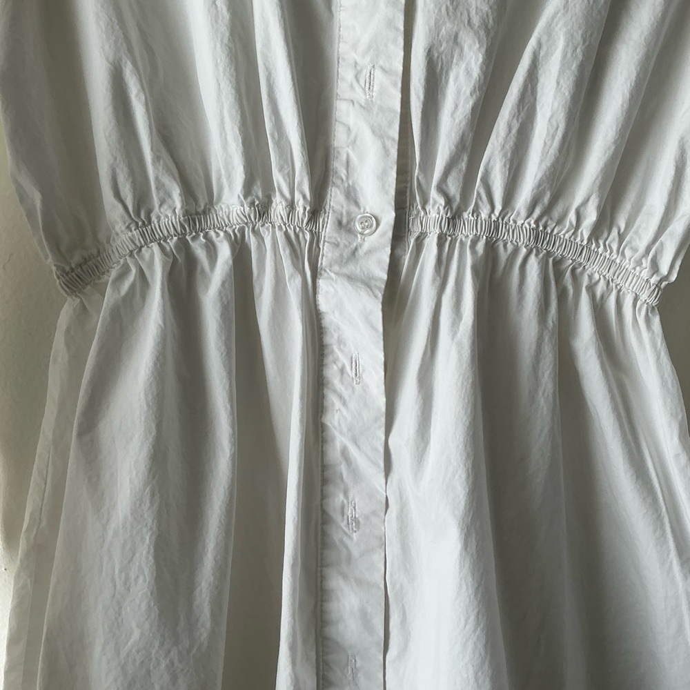 Mable white Button Down Shirt Dress Cinched Waist Long Sleeve Size: Small - Picture 7 of 15